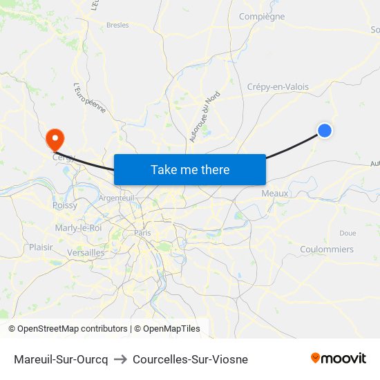 Mareuil-Sur-Ourcq to Courcelles-Sur-Viosne map