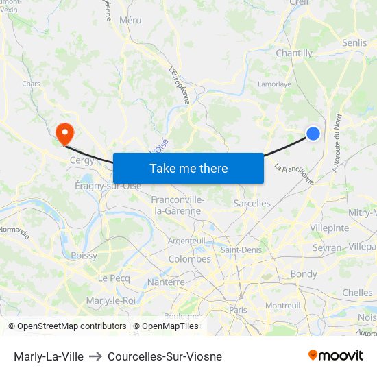 Marly-La-Ville to Courcelles-Sur-Viosne map