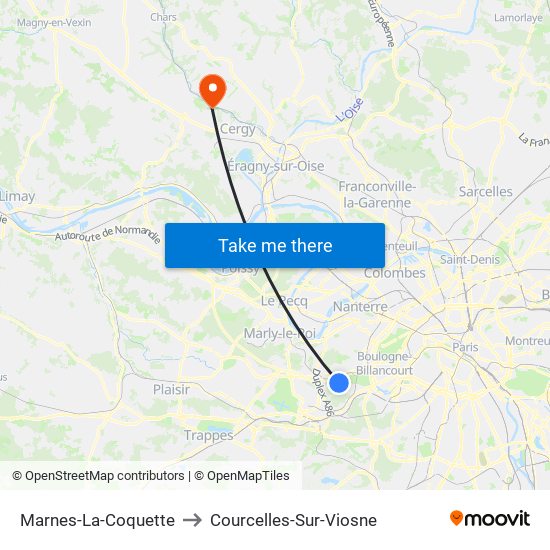 Marnes-La-Coquette to Courcelles-Sur-Viosne map