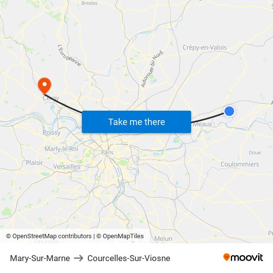 Mary-Sur-Marne to Courcelles-Sur-Viosne map