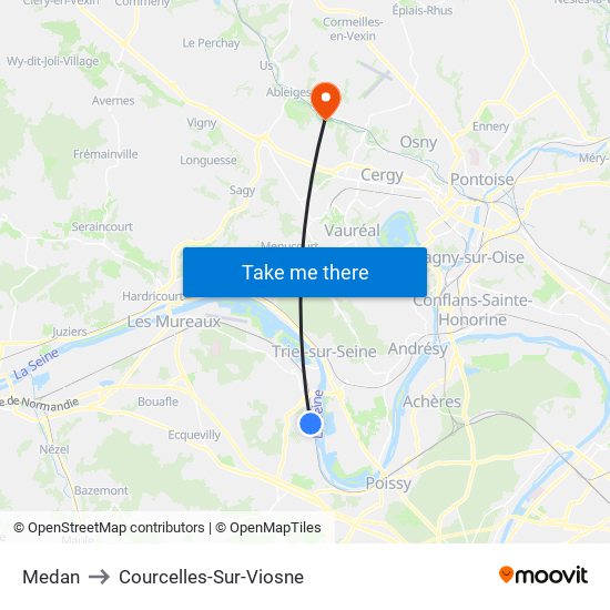 Medan to Courcelles-Sur-Viosne map