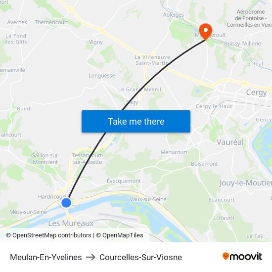 Meulan-En-Yvelines to Courcelles-Sur-Viosne map