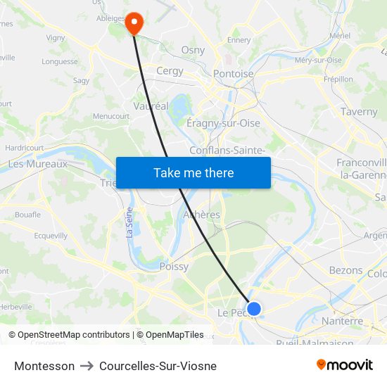 Montesson to Courcelles-Sur-Viosne map