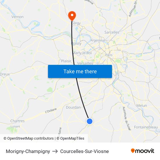 Morigny-Champigny to Courcelles-Sur-Viosne map