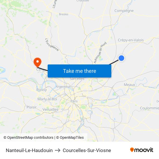 Nanteuil-Le-Haudouin to Courcelles-Sur-Viosne map