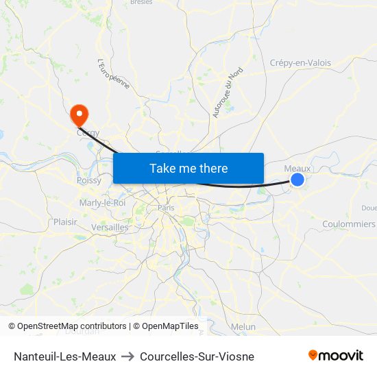 Nanteuil-Les-Meaux to Courcelles-Sur-Viosne map