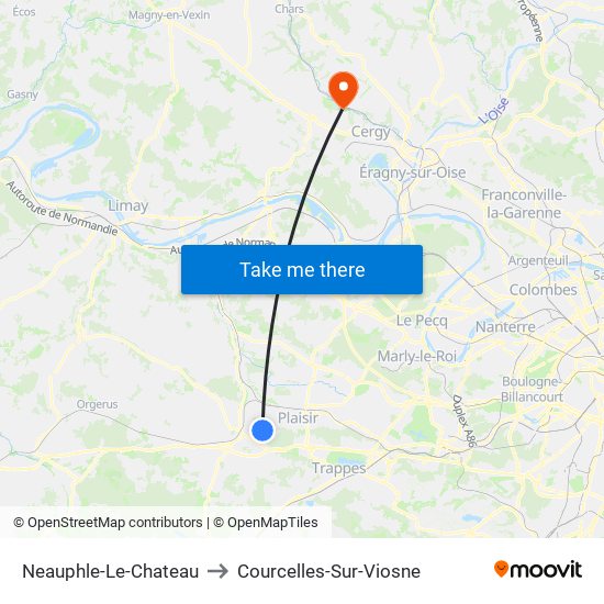 Neauphle-Le-Chateau to Courcelles-Sur-Viosne map