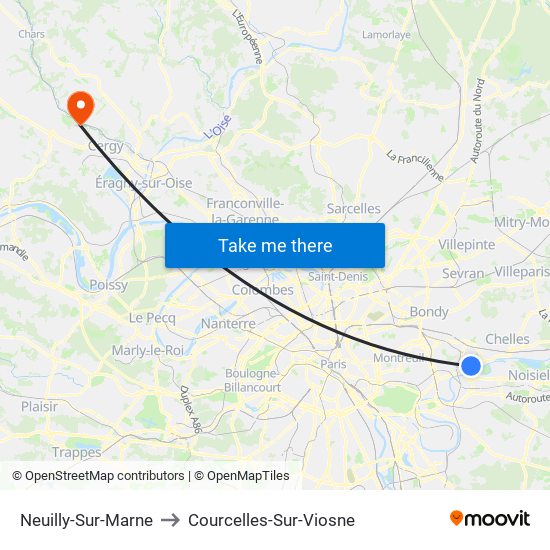 Neuilly-Sur-Marne to Courcelles-Sur-Viosne map