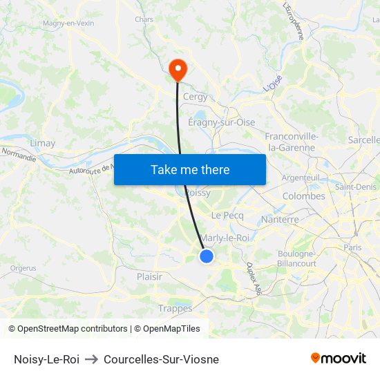 Noisy-Le-Roi to Courcelles-Sur-Viosne map