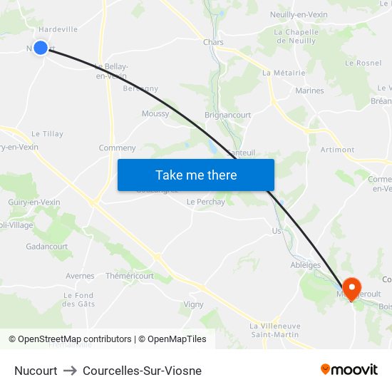 Nucourt to Courcelles-Sur-Viosne map