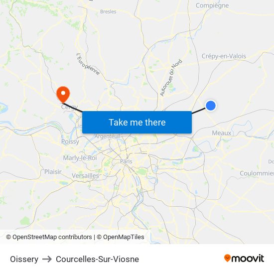 Oissery to Courcelles-Sur-Viosne map
