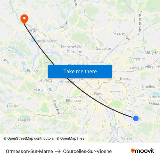 Ormesson-Sur-Marne to Courcelles-Sur-Viosne map