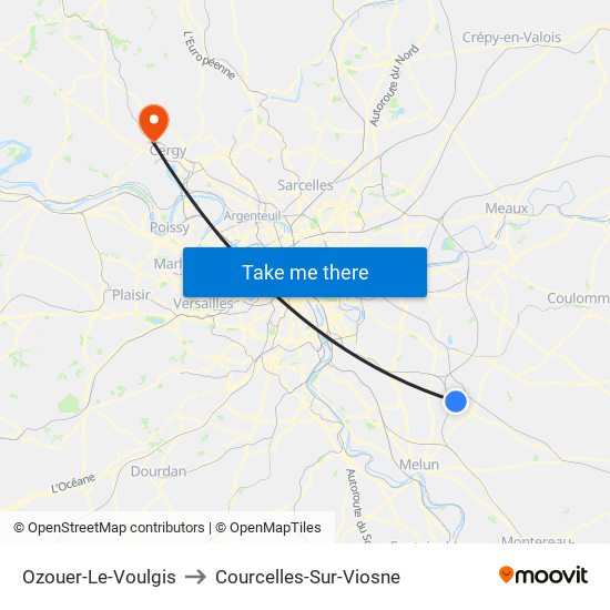 Ozouer-Le-Voulgis to Courcelles-Sur-Viosne map