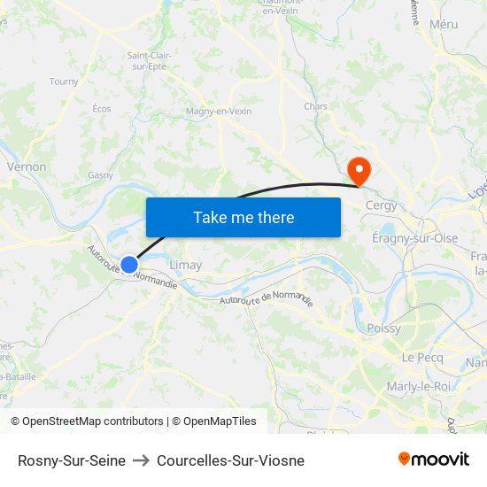 Rosny-Sur-Seine to Courcelles-Sur-Viosne map