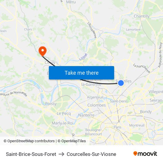 Saint-Brice-Sous-Foret to Courcelles-Sur-Viosne map