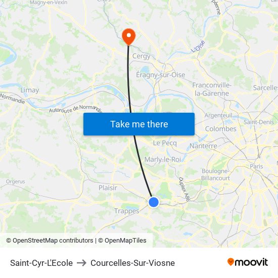 Saint-Cyr-L'Ecole to Courcelles-Sur-Viosne map