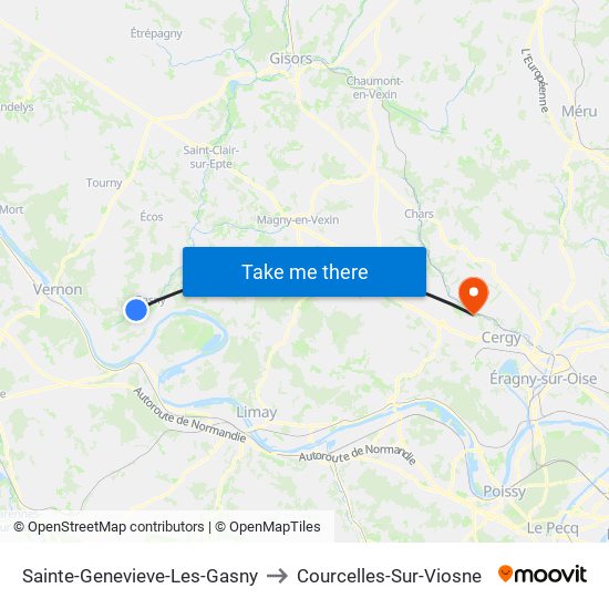 Sainte-Genevieve-Les-Gasny to Courcelles-Sur-Viosne map