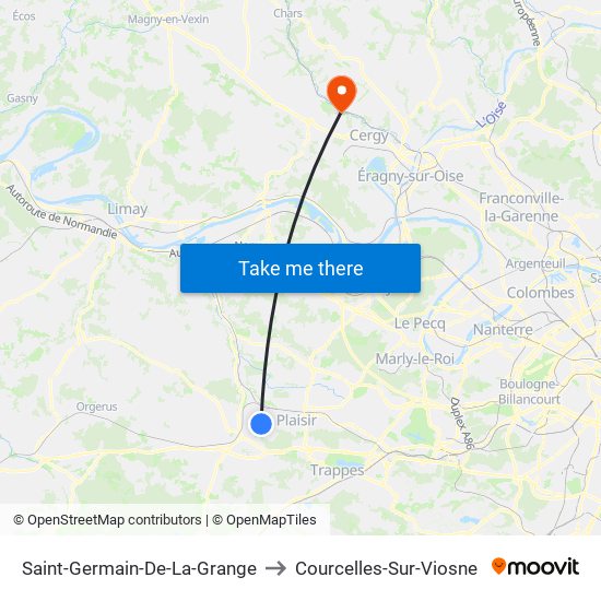 Saint-Germain-De-La-Grange to Courcelles-Sur-Viosne map