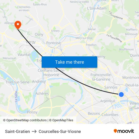 Saint-Gratien to Courcelles-Sur-Viosne map