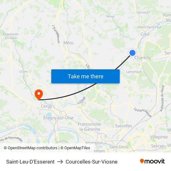 Saint-Leu-D'Esserent to Courcelles-Sur-Viosne map