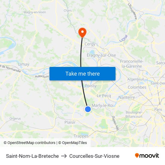 Saint-Nom-La-Breteche to Courcelles-Sur-Viosne map