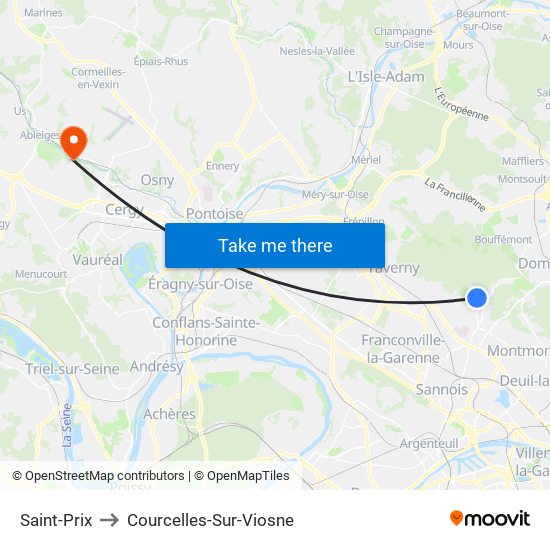 Saint-Prix to Courcelles-Sur-Viosne map