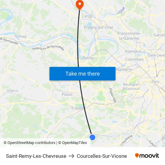 Saint-Remy-Les-Chevreuse to Courcelles-Sur-Viosne map