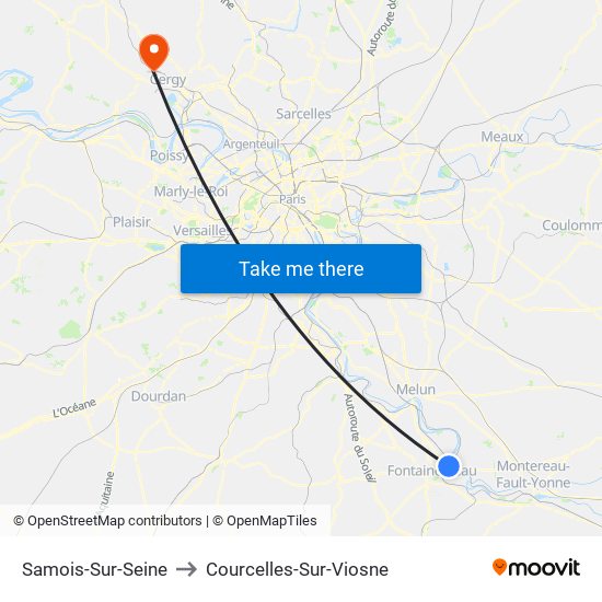 Samois-Sur-Seine to Courcelles-Sur-Viosne map