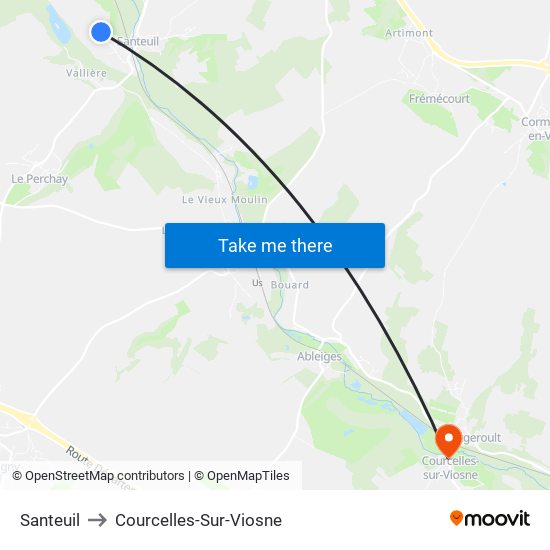Santeuil to Courcelles-Sur-Viosne map