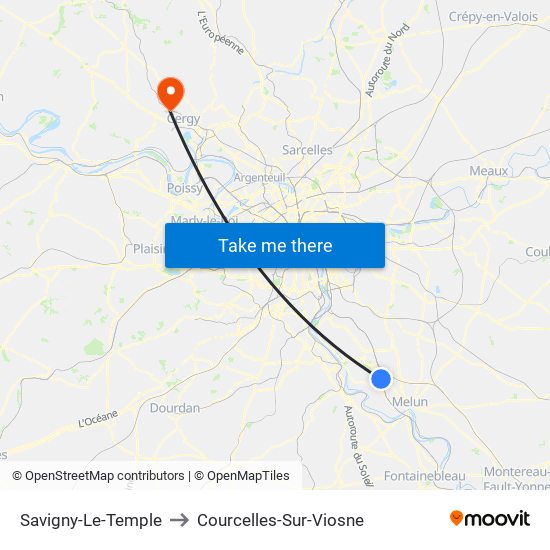 Savigny-Le-Temple to Courcelles-Sur-Viosne map