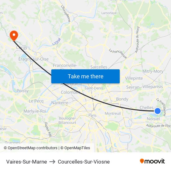 Vaires-Sur-Marne to Courcelles-Sur-Viosne map