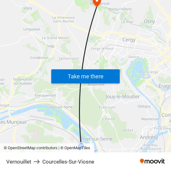 Vernouillet to Courcelles-Sur-Viosne map