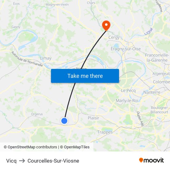 Vicq to Courcelles-Sur-Viosne map