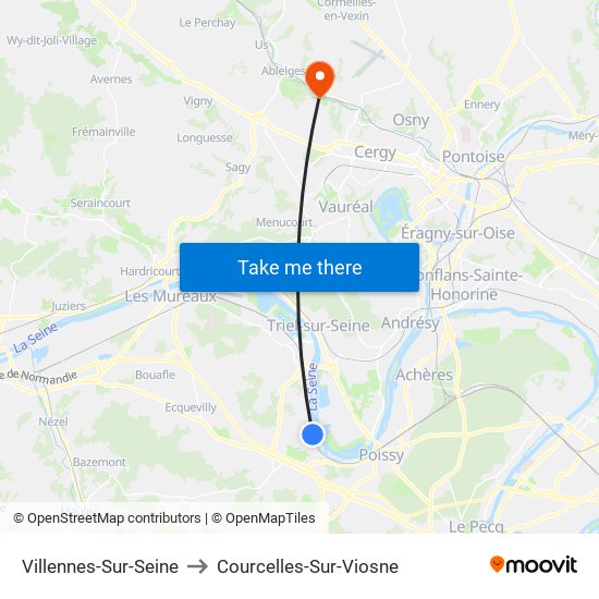 Villennes-Sur-Seine to Courcelles-Sur-Viosne map