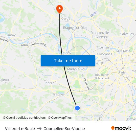 Villiers-Le-Bacle to Courcelles-Sur-Viosne map