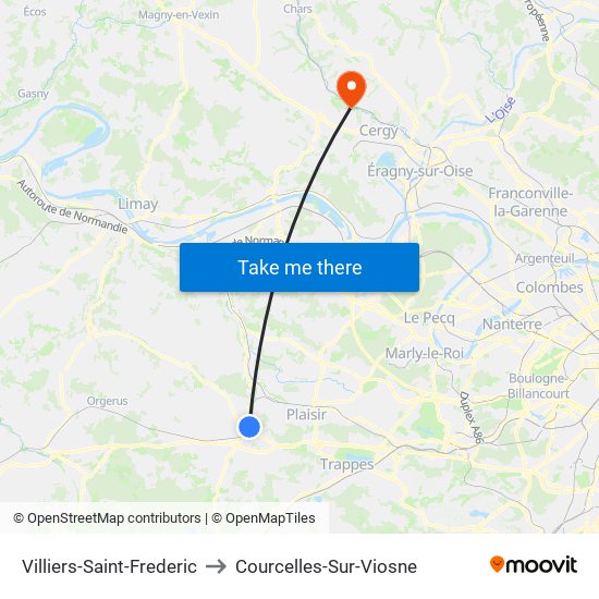 Villiers-Saint-Frederic to Courcelles-Sur-Viosne map