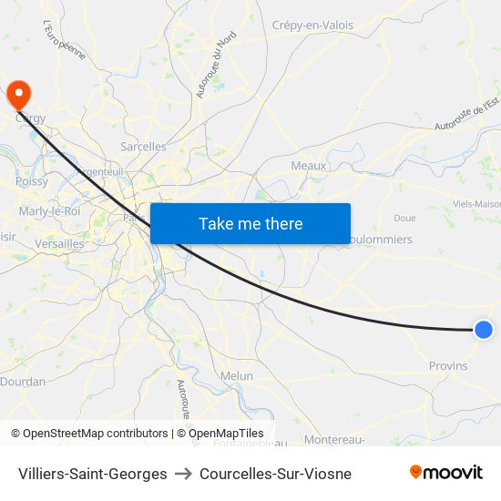 Villiers-Saint-Georges to Courcelles-Sur-Viosne map