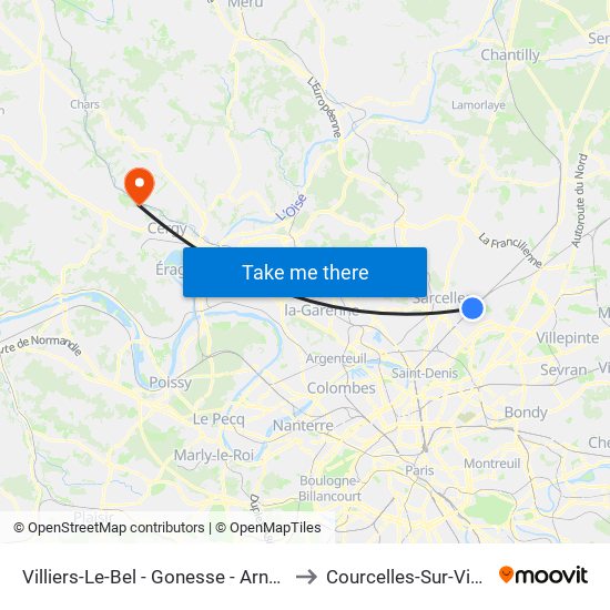 Villiers-Le-Bel - Gonesse - Arnouville to Courcelles-Sur-Viosne map