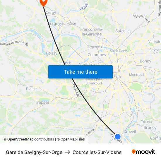 Gare de Savigny-Sur-Orge to Courcelles-Sur-Viosne map