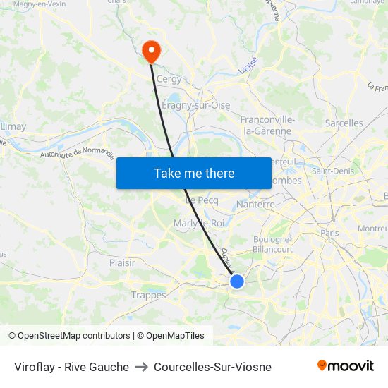 Viroflay - Rive Gauche to Courcelles-Sur-Viosne map