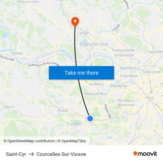 Saint-Cyr to Courcelles-Sur-Viosne map