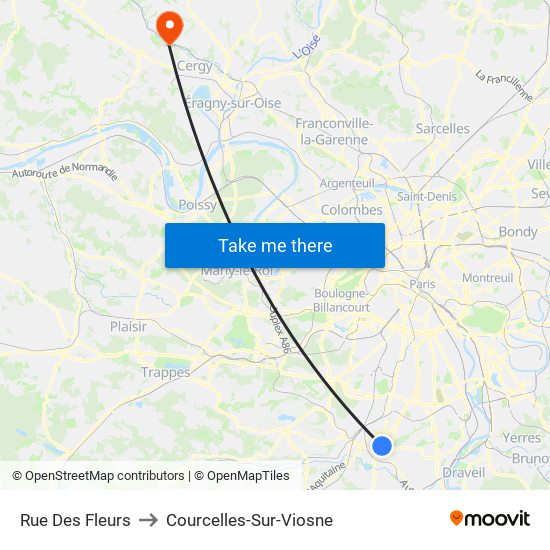 Rue Des Fleurs to Courcelles-Sur-Viosne map