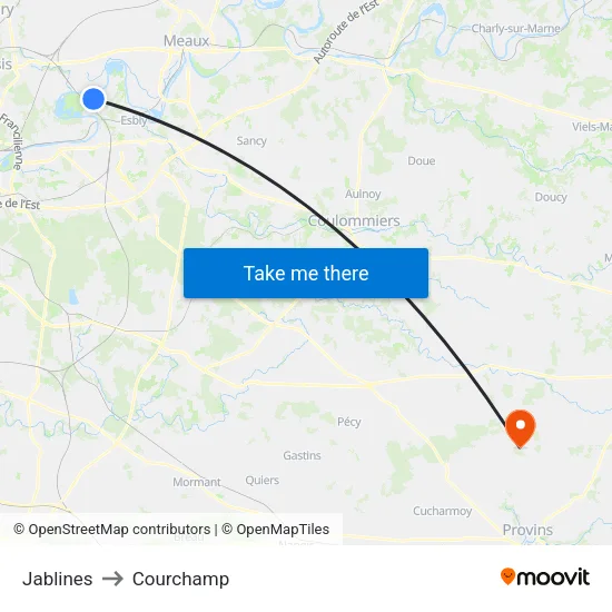 Jablines to Courchamp map