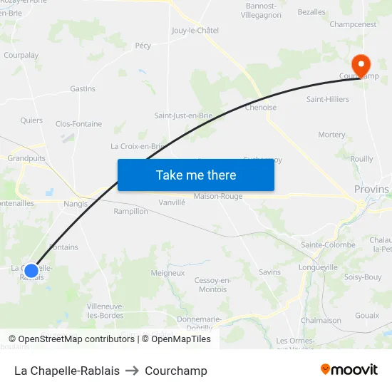 La Chapelle-Rablais to Courchamp map