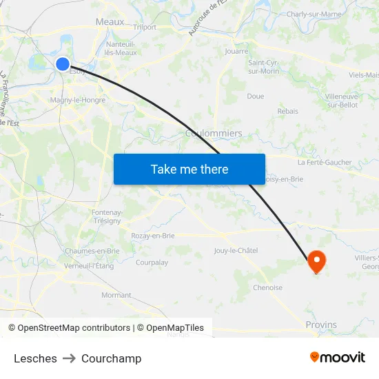 Lesches to Courchamp map