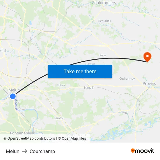 Melun to Courchamp map