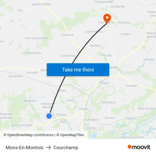Mons-En-Montois to Courchamp map