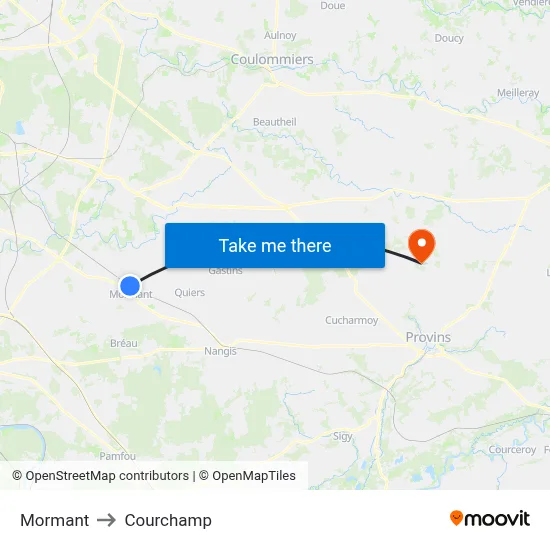 Mormant to Courchamp map
