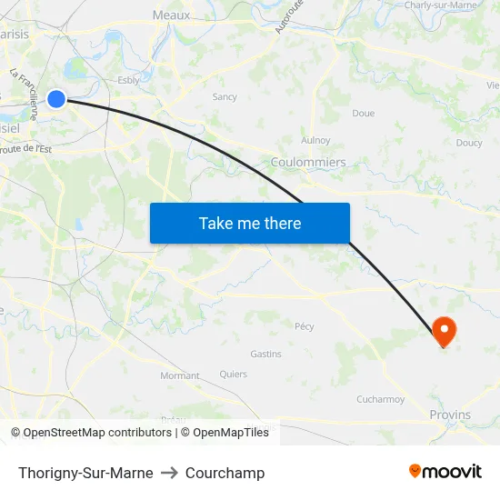 Thorigny-Sur-Marne to Courchamp map