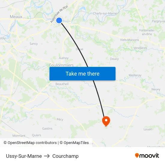 Ussy-Sur-Marne to Courchamp map